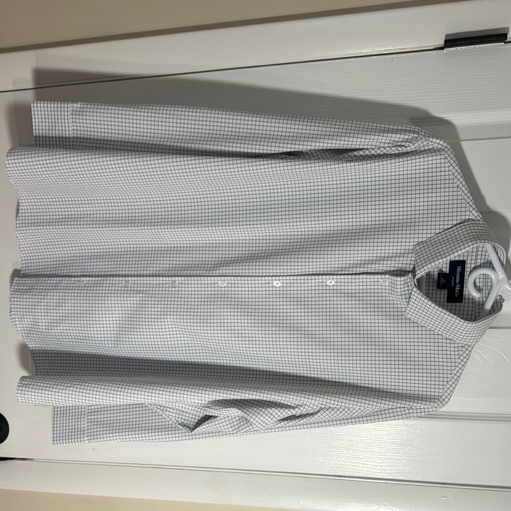 Men's Mizzen+Main Checkered Shirt - White and Navy Blue XL Classic Fit EUC